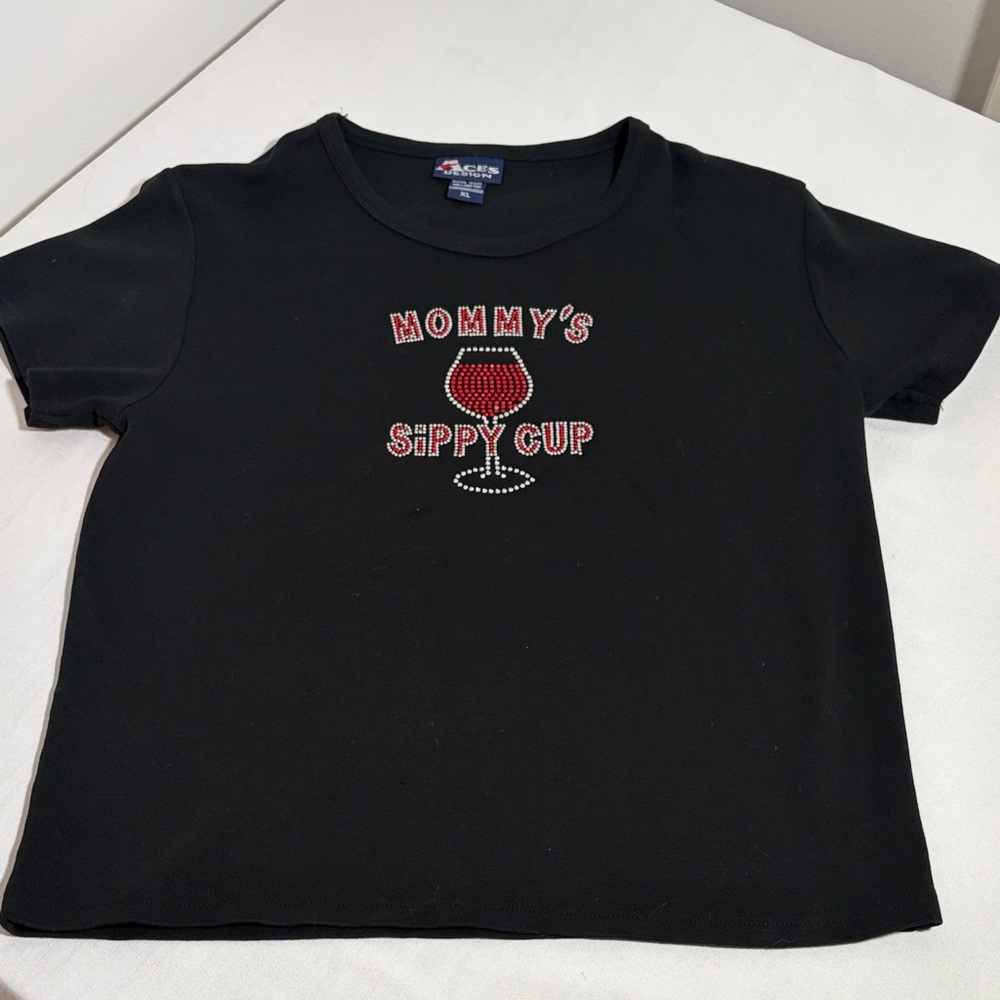 Black Short Sleeve Tee with Red Graphic
